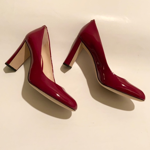 Kate Spade Pallas Patent Leather round toe pumps high heels red dress shoes 7.5 - Picture 9 of 11